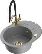 Mexen Kevin chiuvetă de granit cu o cuvă cu baterie de bucătărie Duo, gri - 6517-71-671701-57-G