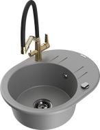 Mexen Kevin gránit mosogató 1-medencés konyhai csapteleppel Duo, szürke - 6517-71-671701-57-B