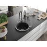 Mexen Kevin chiuvetă de bucătărie granitică cu 1 compartiment și baterie Duo, negru/argintiu metalizat - 6517-73-671701-07