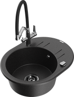 Mexen Kevin egymedencés gránit mosogató Duo konyhai csapteleppel, fekete/ezüst metál - 6517-73-671701-07-B