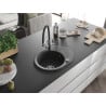 Mexen Kevin chiuvetă de granit cu 1 compartiment și baterie de bucătărie Duo, Negru cu picățele - 6517-76-671701-07