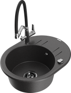 Mexen Kevin 1 kamrás gránit Mosogató Duo konyhai csappal, fekete fröcskölt - 6517-76-671701-07-B