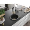 Mexen Kevin chiuvetă de granit cu 1 compartiment și baterie de bucătărie Duo, Negru cu picățele - 6517-76-671701-57-G