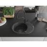 Mexen Kevin chiuvetă de granit cu 1 compartiment și baterie de bucătărie Duo, Negru cu picățele - 6517-76-671701-70-B