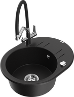 Mexen Kevin egytálcás gránit mosogató Duo konyhai csapteleppel, fekete - 6517-77-671701-07