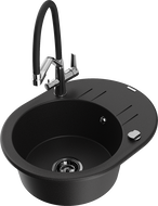 Mexen Kevin chiuvetă de bucătărie granit 1-cameră cu robinet Duo, negru - 6517-77-671701-07-B