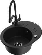 Mexen Kevin chiuvetă de granit cu 1 compartiment și baterie de bucătărie Duo, negru - 6517-77-671701-70-B