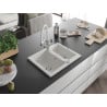 Mexen Carlos chiuvetă din granit, 1,5 cuve, cu baterie de bucătărie Duo, alb - 6518-20-671701-02