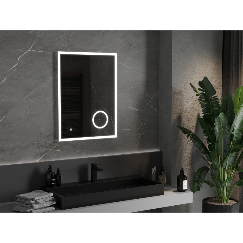 Mexen Kala világított fürdőszobai tükör kozmetikai tükörrel 60 x 80 cm, LED 6000K, páramentesítő