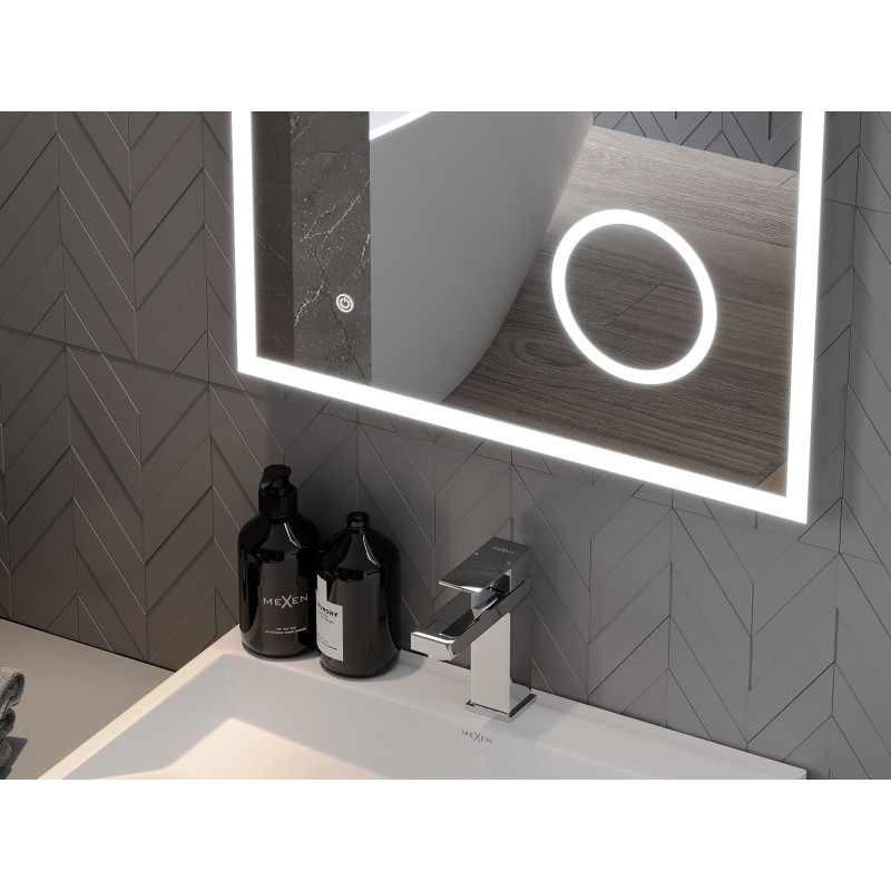 Mexen Kala oglindă de baie iluminată cu oglindă cosmetică 60 x 80 cm, LED 6000K, antiaburire - 9820-060-080-611-00