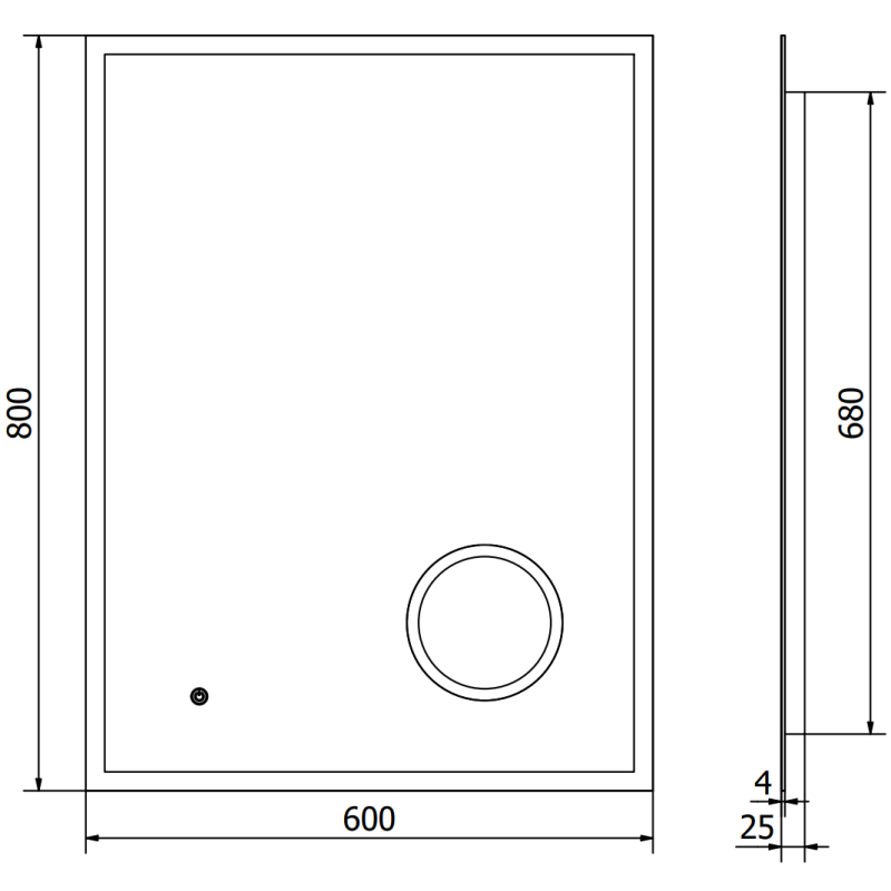 Mexen Kala megvilágított fürdőszobai tükör kozmetikai tükörrel, 60 x 80 cm, LED 6000K, páramentesítő - 9820-060-080-611-00