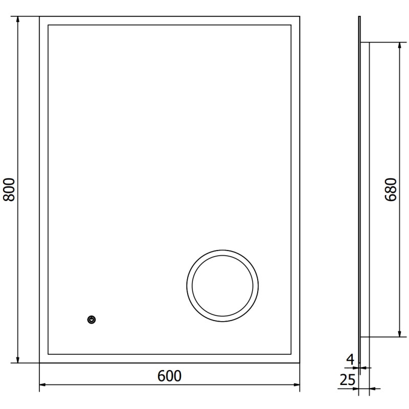 Mexen Kala világított fürdőszobai tükör kozmetikai tükörrel 60 x 80 cm, LED 6000K, páramentesítő