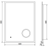 Mexen Kala megvilágított fürdőszobai tükör kozmetikai tükörrel, 60 x 80 cm, LED 6000K, páramentesítő - 9820-060-080-611-00
