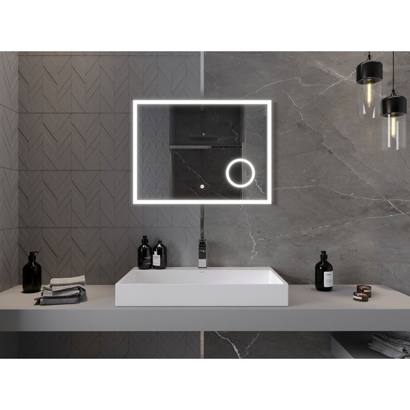 Mexen Kala oglindă de baie iluminată cu oglindă cosmetică 80 x 60 cm, LED 6000K, antiabur - 9820-080-060-611-00