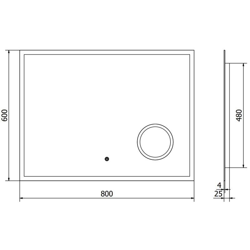 Mexen Kala LED-es fürdőszobai tükör kozmetikai tükörrel, 80 x 60 cm, 6000K, páramentes - 9820-080-060-611-00