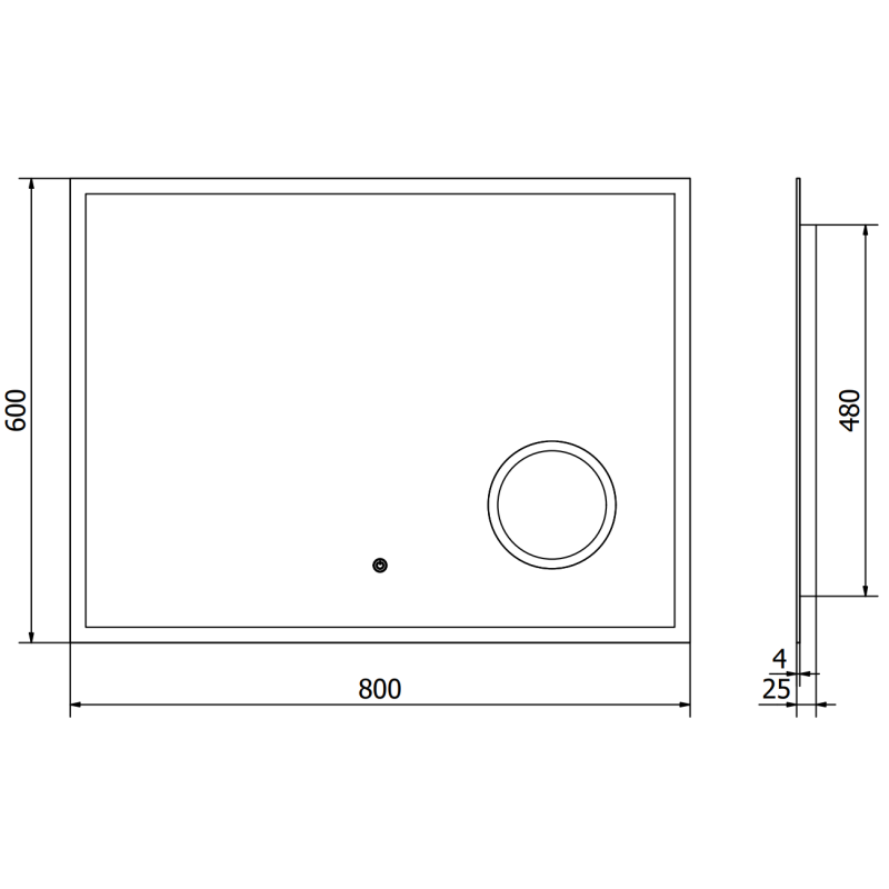 Mexen Kala megvilágított fürdőszobai tükör kozmetikai tükörrel 80 x 60 cm, LED 6000K, páramentesítő - 9820-080-060-611-00