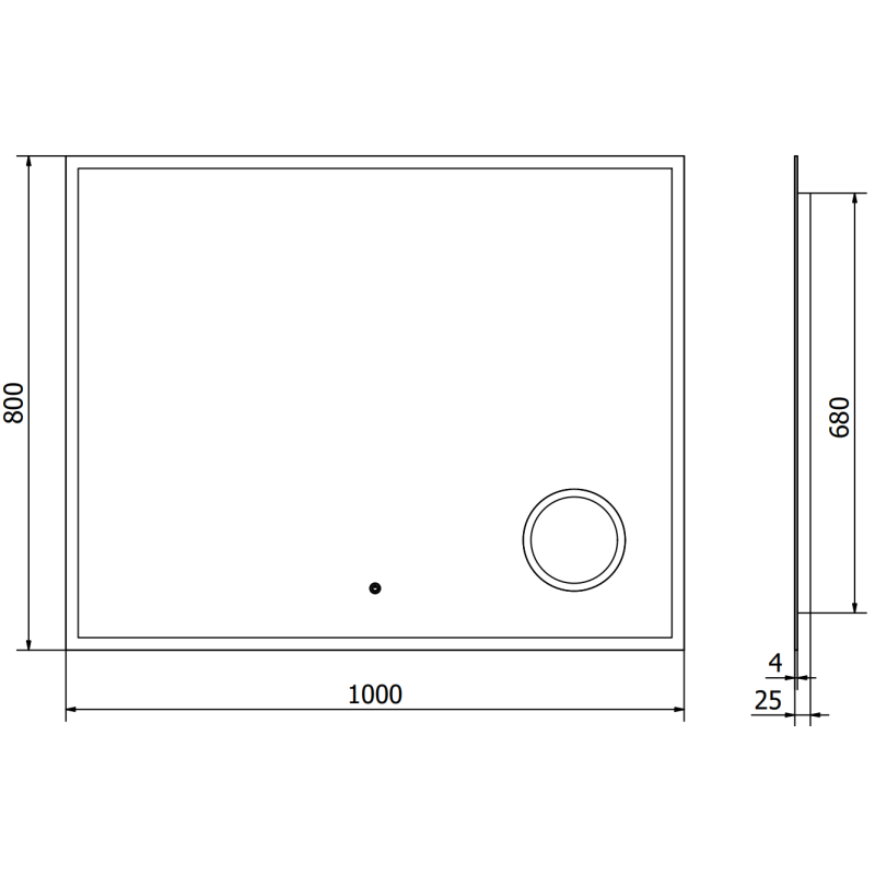 Mexen Kala megvilágított fürdőszobai tükör kozmetikai tükörrel 100 x 80 cm, LED 6000K, páramentesítő - 9820-100-080-611-00