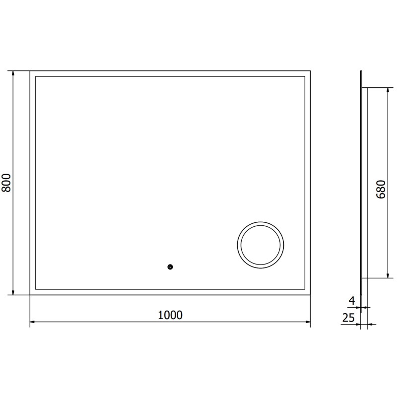 Mexen Kala világító fürdőszobai tükör kozmetikai tükörrel 100 x 80 cm, LED 6000K, páramentes - 9820-100-080-611-00