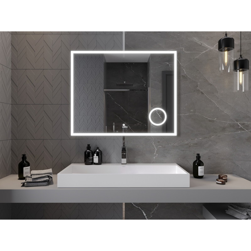 Mexen Kala világító fürdőszobai tükör kozmetikai tükörrel 100 x 80 cm, LED 6000K, páramentes - 9820-100-080-611-00