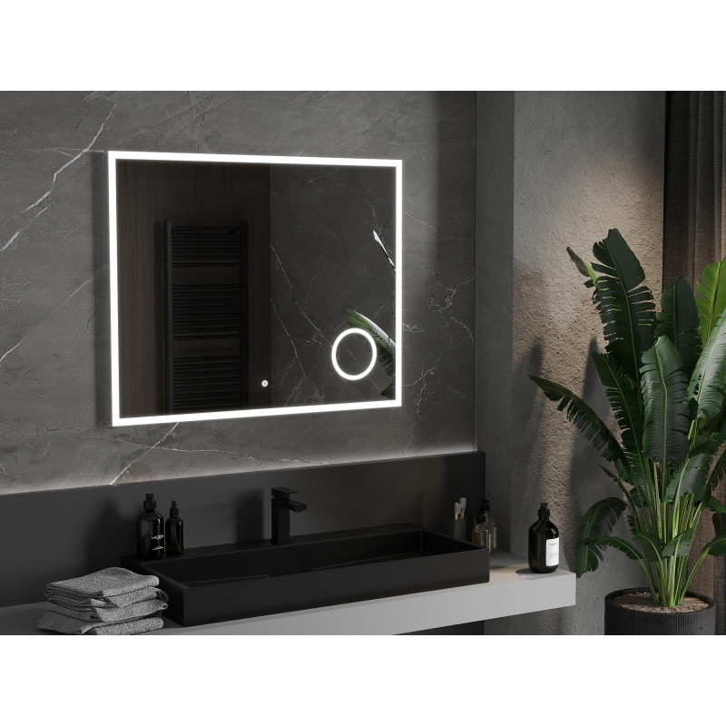 Mexen Kala világító fürdőszobai tükör kozmetikai tükörrel 100 x 80 cm, LED 6000K, páramentes - 9820-100-080-611-00