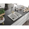 Mexen Carlos chiuvetă de granit cu 1,5 cuve cu baterie de bucătărie Duo, alb - 6518-20-671701-57-B