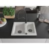 Mexen Carlos chiuvetă de granit cu 1,5 compartiment și baterie de bucătărie Duo, Albă - 6518-20-671701-70-B