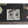 Mexen Carlos chiuvetă de granit cu 1,5 compartiment și baterie de bucătărie Duo, Albă - 6518-20-671701-70-B