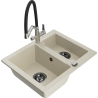Mexen Carlos 1,5 rekeszes gránit mosogató konyhai csapteleppel Duo, bézs - 6518-69-671701-07-B