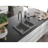 Mexen Carlos chiuvetă din granit cu 1,5 camere și baterie de bucătărie Duo, gri - 6518-71-671701-07