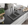 Mexen Carlos chiuvetă din granit cu 1,5 compartimente cu baterie de bucătărie Duo, gri - 6518-71-671701-07-B