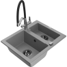 Mexen Carlos 1,5-medencés gránit mosogatótálca csapteleppel Duo, szürke - 6518-71-671701-07-B