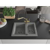 Mexen Carlos chiuvetă granitică 1,5-cupe cu baterie de bucătărie Duo, gri - 6518-71-671701-57-B
