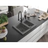 Mexen Carlos chiuvetă de granit cu 1,5 cuve cu baterie de bucătărie Duo, gri - 6518-71-671701-70-B