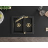 Mexen Carlos chiuvetă de granit cu 1,5 cuve și baterie de bucătărie Duo, negru/argintiu metalizat - 6518-73-671701-57-G