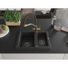Mexen Carlos chiuvetă de granit cu 1,5 cuve cu baterie de bucătărie Duo, negru/argintiu metalizat - 6518-73-671701-57-B