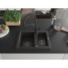 Mexen Carlos chiuvetă de granit de 1,5 compartimente cu baterie de bucătărie Duo, negru/aur metalic - 6518-75-671701-70-B