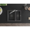 Mexen Carlos chiuvetă din granit 1,5 camere cu baterie de bucătărie Duo, negru cu pete - 6518-76-671701-07-B