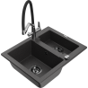 Mexen Carlos chiuvetă din granit 1,5 camere cu baterie de bucătărie Duo, negru cu pete - 6518-76-671701-07-B