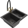 Mexen Carlos 1,5 kamrás gránit mosogatótálca Duo konyhai csappal, fekete pöttyös - 6518-76-671701-57-B