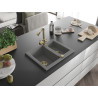 Mexen Carlos chiuvetă de granit cu 1,5 cuve cu baterie de bucătărie Duero, gri - 6518-71-671600-50