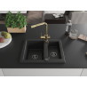 Mexen Carlos chiuvetă de granit 1,5-camere cu baterie de bucătărie Duero, negru - 6518-77-671600-50-B