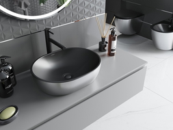 Mexen Viki asztali mosdó 48 x 35 cm, fekete matt/ezüst - 21054874