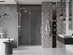 Mexen Velar ușă de duș culisantă 130 cm, transparent, albă - 871-130-000-01-20