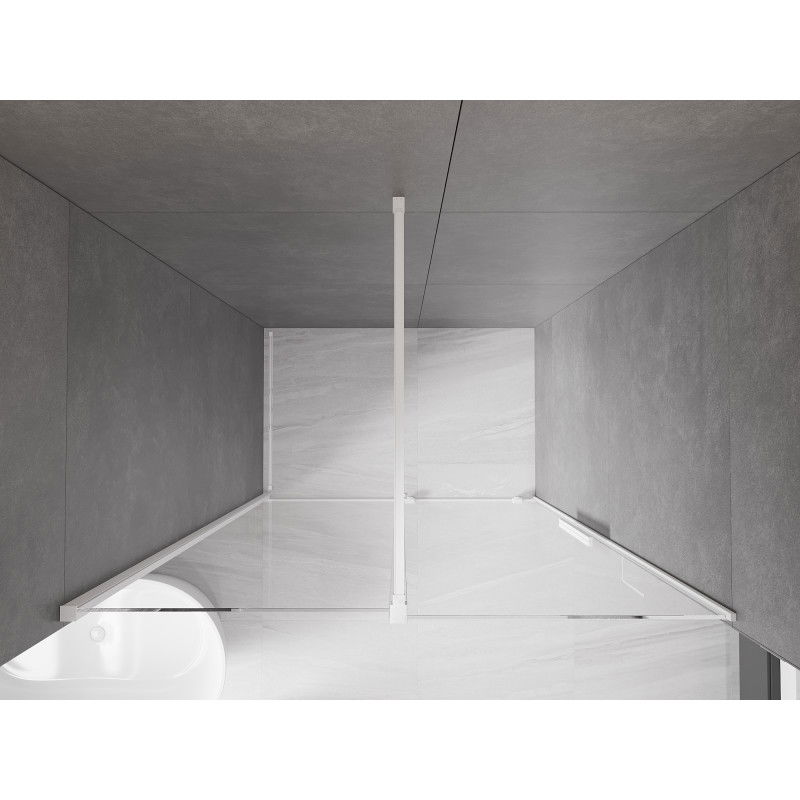 Mexen Velar uși de duș glisante 130 cm, transparente, albe - 871-130-000-01-20