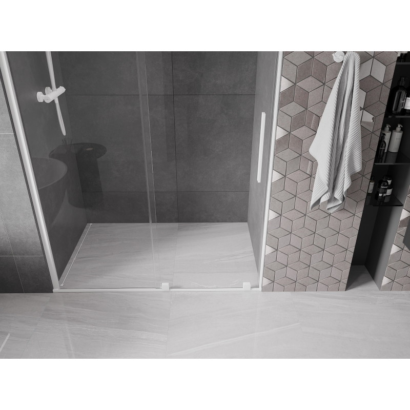 Mexen Velar uși de duș glisante 150 cm, transparente, albe - 871-150-000-01-20