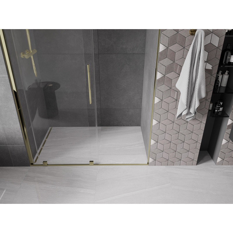 Mexen Velar ușă de duș glisantă 140 cm, transparentă, aurie - 871-140-000-01-50