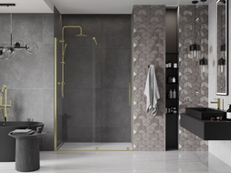 Mexen Velar ușă de duș culisantă 140 cm, transparent, auriu cu aspect periat - 871-140-000-01-55
