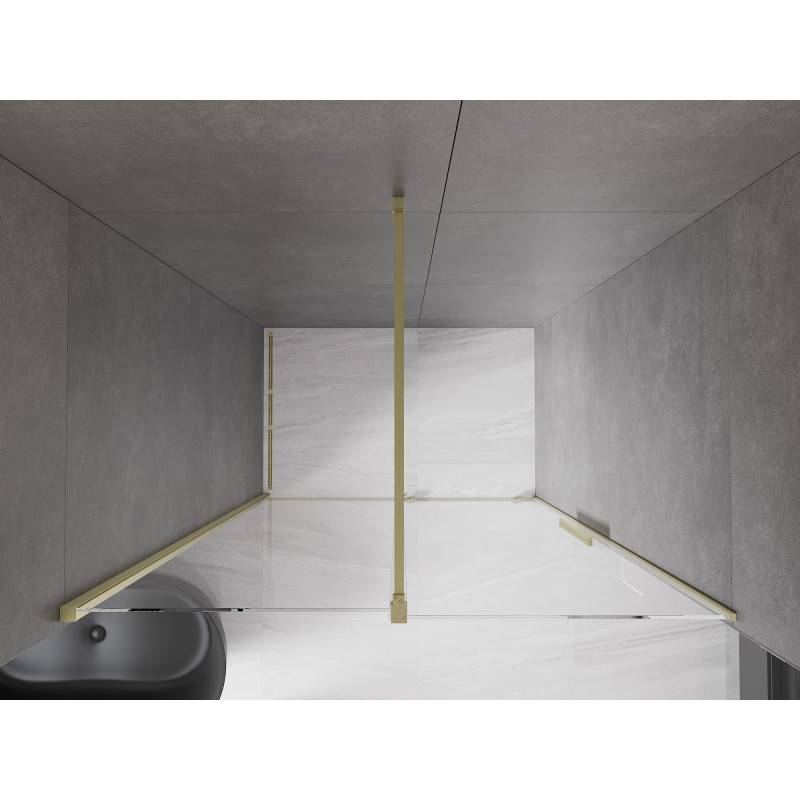 Mexen Velar uși de duș glisante 140 cm, transparente, aurii periate - 871-140-000-01-55