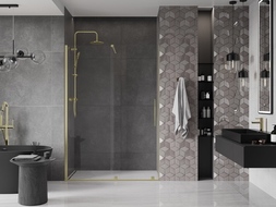 Mexen Velar ușă de duș culisantă 160 cm, transparent, auriu cu aspect periat - 871-160-000-01-55