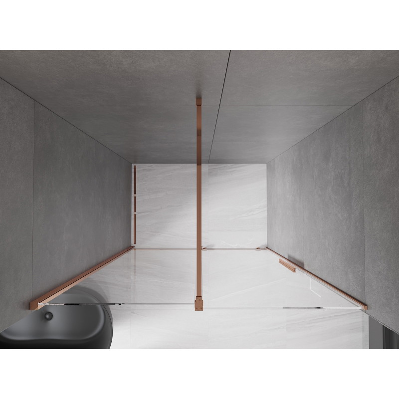 Mexen Velar 130 cm-es tolóajtós zuhanyajtó, átlátszó, rózsaarany - 871-130-000-01-60